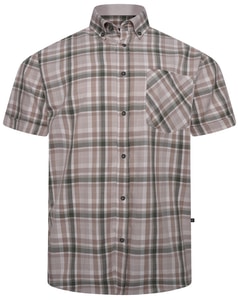 KAM Short Sleeve Check Shirt Stone